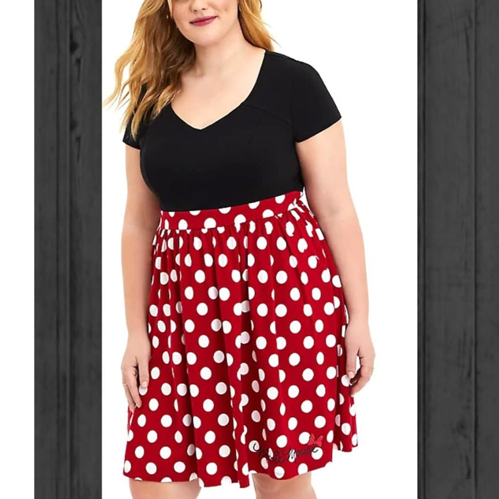 Torrid 2 (2X 18/20) Disney Minnie Mouse Cosplay Costume Polka Dot Skater Dress - Picture 3 of 4